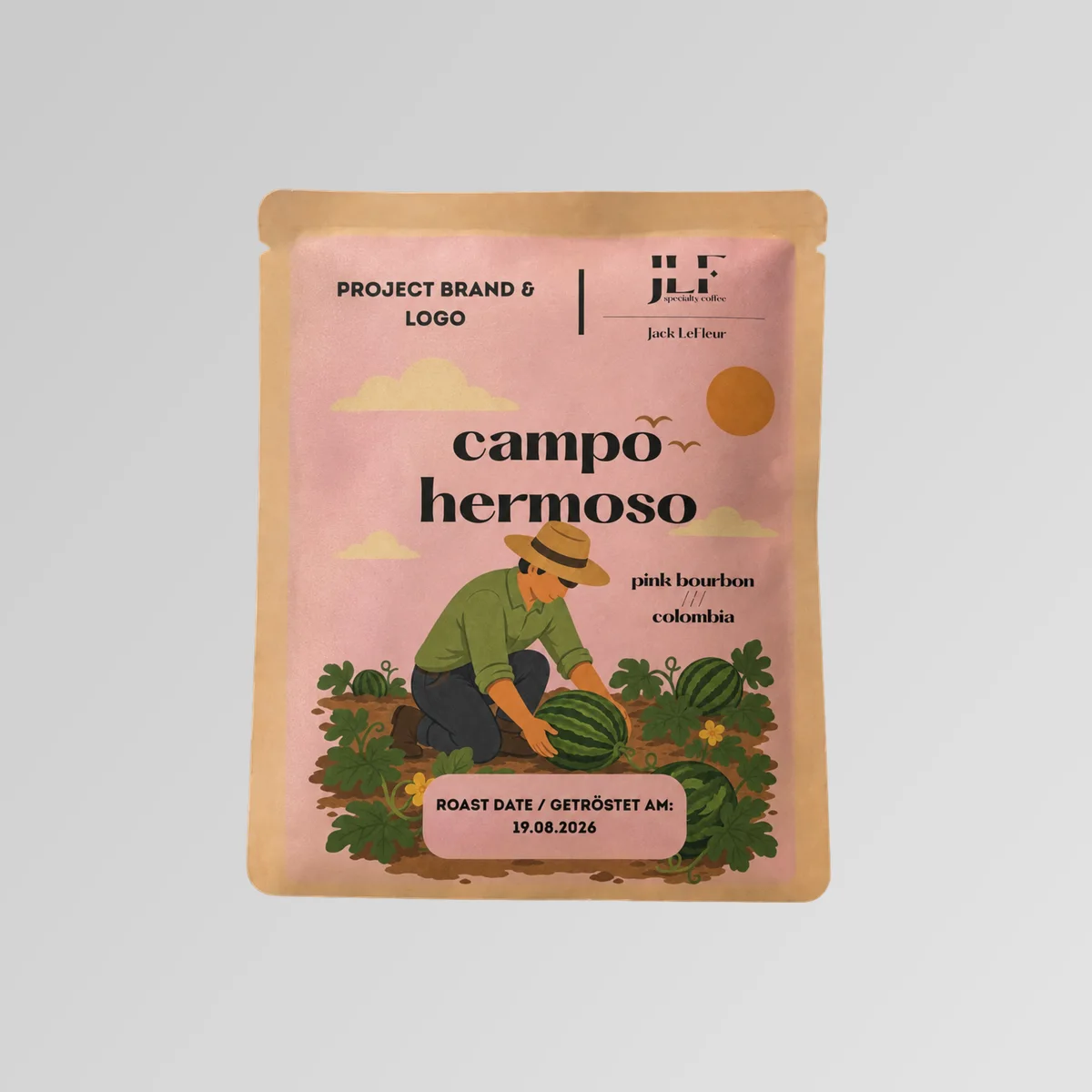 A single-dose Jack LeFleur sachet of Campo Hermoso pink bourbon.