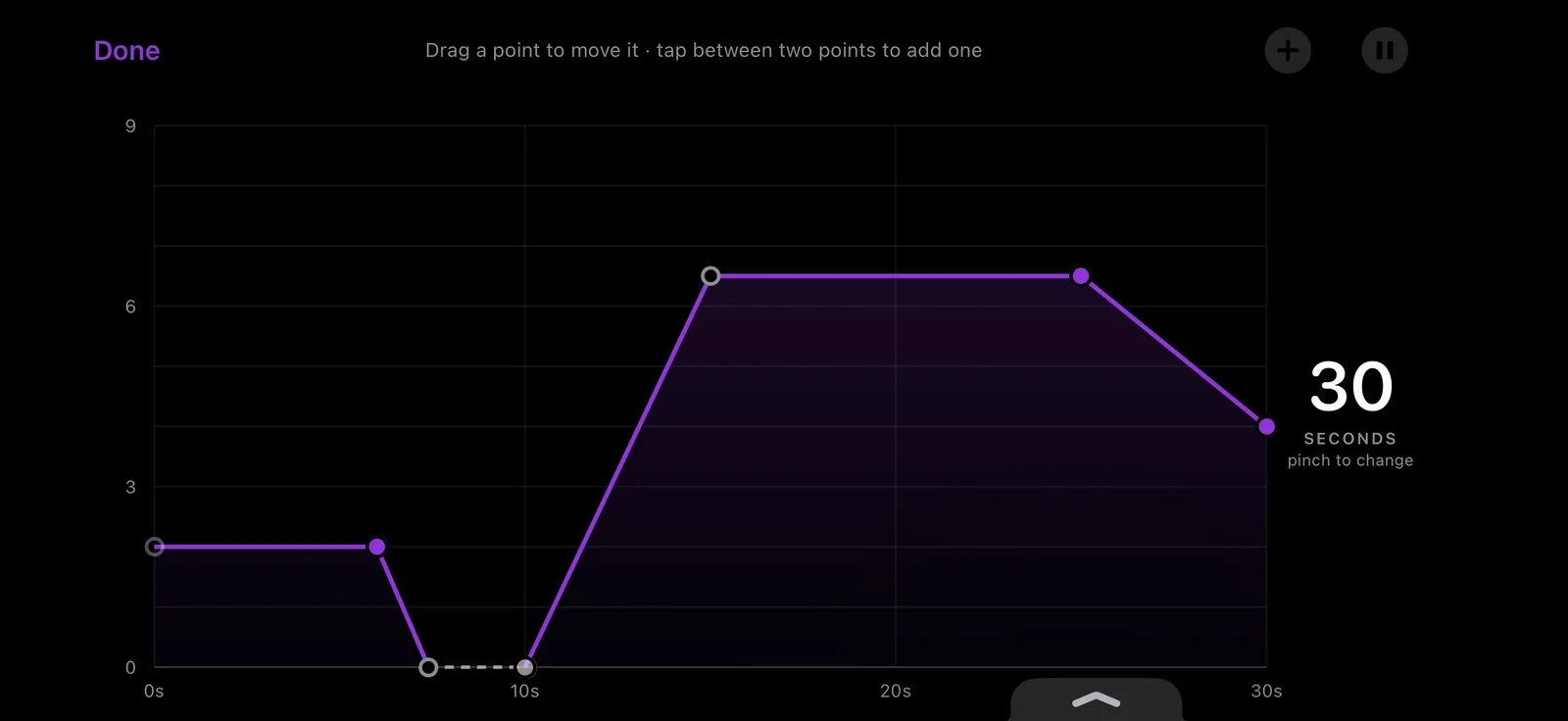 Editing a pressure curve in the Tensor App
